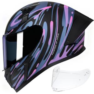 CYRIL Full Face Motorcycle Helmets for Adults Men & Women with Tinted and Clear Visor Meet Dot Approved, Medium