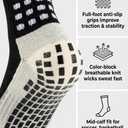 Aimery 4 Pairs Mens Grip Soccer Socks Non Slip Grippy Women Socks for Football Basketball Sports (Black)
