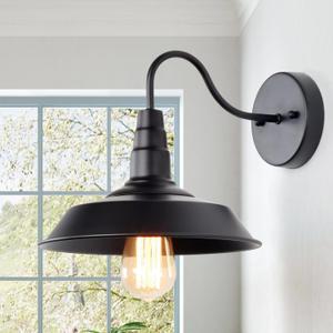 Black Wall Sconces Lighting, Farmhouse Barn Gooseneck Wall Mount Light Fixture Industrial Lighting for Bedroom, Kitchen, Living Room, Bathroom, and Hallway