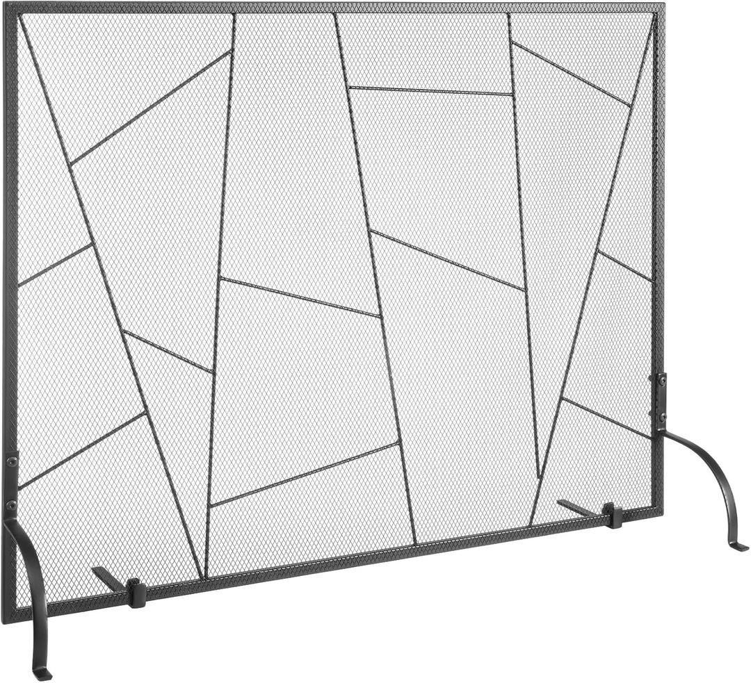 VEVOR Fireplace Screen Single Panel, Sturdy Iron Mesh Fireplace Screen, 35.6"(L) x28.4(H) Spark Guard Cover,Simple Installation,Free Standing Fire Fence Grate for Living Room Home Decor Modern