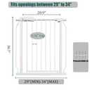Baby Gate for Stairs and Doorways, 29-34" Dog Gates for The House, Pressure Mounted Indoor Pet Gate with Walk Thru Door, Auto Close Child Safety Gate, White
