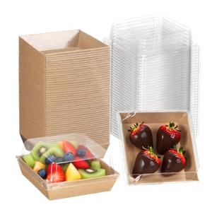 NEKSUNBAK 20Pack of 4"x4"x2.3" Brown Bakery Boxes with Clear Lids - Disposable Charcuterie & Dessert Boxes for Cookies, Cakes, Chocolate Strawberries, and Party Treats To Go
