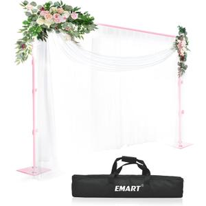 EMART Heavy Duty Backdrop Stand 8.5x10ft(HxW) Adjustable Background Support System Kit with Steel Base for Photography, Photo Backdrop Stand for Parties Birthday Video Studio - Pink