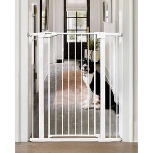 42" Extra Tall Baby Gate for Stairs and Doorways, Fits Openings 29.5"-40.5" Wide, Auto-Close, Pressure-Mounted Pet and Dog Gates, Secure Your Home While Keeping Your Little Ones SafeWhite