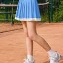 Haloumoning Girls Pleated Tennis Skirts with Shorts Kids High Waisted Athletic Skorts Golf Skirt with Pockets 5-14 Years (Blue)