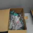 Henoyso 24 Pcs Christmas Clear Gift Bags Plastic Candy Treat Goodie Bags Red Foil Santa PVC Wrap Totes with Handles and Ribbon Xmas Party Favors (Green Christmas,7.8 x 7.8 x 3.1 Inch)