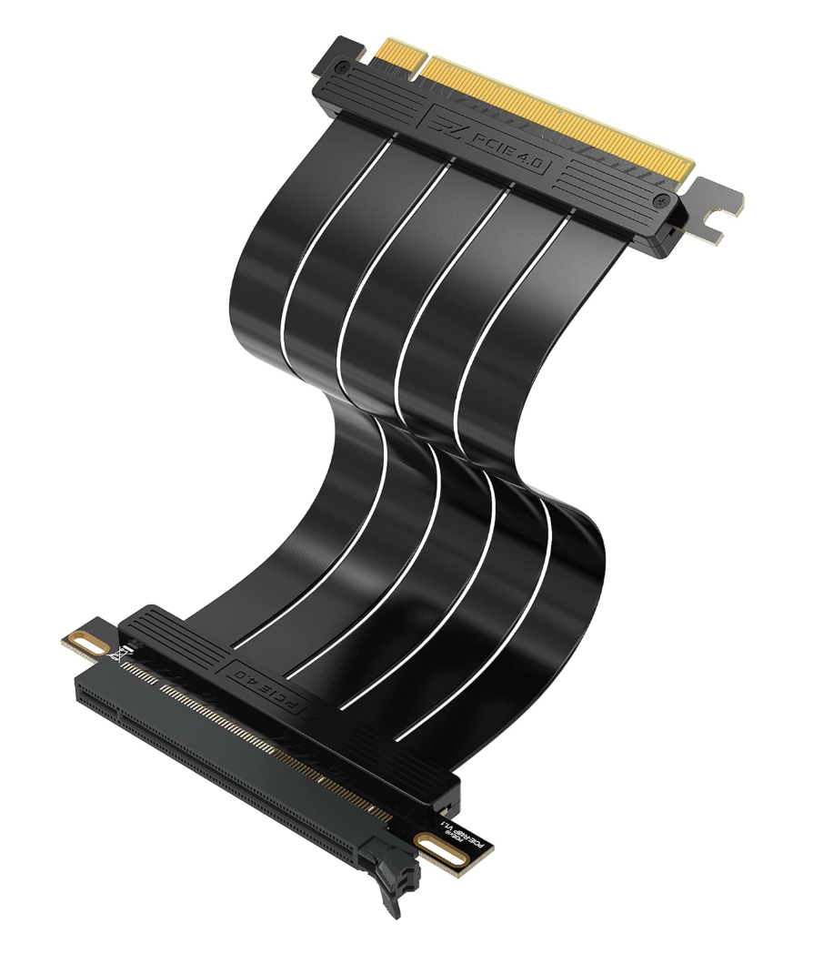 EZDIYFAB PCIE Gen 4 16x Extreme Flexible, High Speed Riser Cable PCI Express 4.0 Port GPU Extension CardStraight Connector [7.87in/20cm]