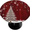 Christmas Round Fitted Tablecloth with Elastic Edge Holiday Decor Xmas Fitted Circle Table Cover Wipeable Round Table Cloths for Kitchen Patio Parties Outdoor Dining Decor (Fit for 40"-44" Tables) (A02--christmas 2)