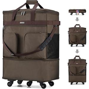 Hanke Expandable Collapsible Luggage with Wheels Suitcase Luggage Rolling Travel Bag Duffel Bag for Men Women Lightweight Suitcase Large Capacity Luggage with Spinner Wheel (Coffee)