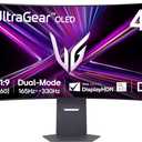 LG 45GX950A-B 45-inch Ultragear 5K2K WUHD (5120 x 2160) OLED Curved Gaming Monitor, Dual-Mode, 165Hz, 0.03ms, NVIDIA G-Sync, AMD FreeSync Premium Pro, HDR True Black 400, USB Type-C 90W, DP2.1