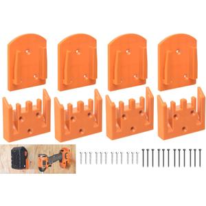 8-Pack Battery Wall Mount Holder & Drill Tool Mount - for 18V RIDGID Li-ion Drill, Fits Work Van, Shelf, Toolbox, Includes 20 Screws (No Tool Required)