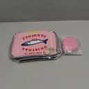 Reginary 2 Pcs Pink Canned Sardines Makeup Bag and Mini Hair Brush with Mirror Cute Cosmetic Bag Folding Hair Brush Kawaii Pencil Case Pouch Portable Travel Toiletry Bag Funny Waterproof for Women