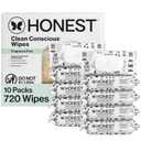 The Honest Company Baby Wipes for Sensitive Skin, Hypoallergenic, Fragrance-Free, Multi-Use, Pattern Play Design, 720 Count (10 Packs of 72)