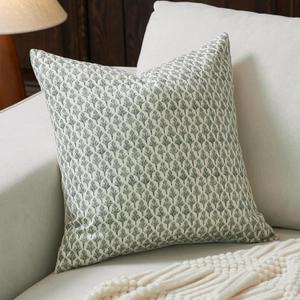 Floral Pillow Covers 18x18 Pillow Cover Block Print Couch Pillows for Living Room Decorative Neutral Accent Throw Pillow Covers, 1PC, Olive Green