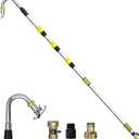 16FT(24FT Reach) Telescopic Gutter Cleaning Tools from The Ground, Rain Gutter Cleaners Tool with 360°Rotatable Metal Nozzle, Extension Pole, Hose Attachment, Watering Wand for Garden Hose
