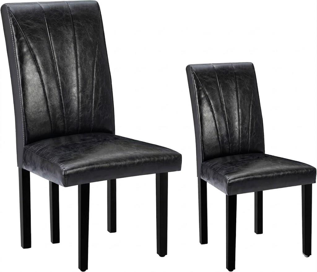 VECELO Upholstered Dining Chairs Set of 4, Modern PU Leather and Solid Wood Legs & High Back,Parsons for Kitchen/Living Room- Black