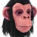 Monkey Mask Latex Full Head Animal Black Chimp Mask for Halloween Costume Party, Large