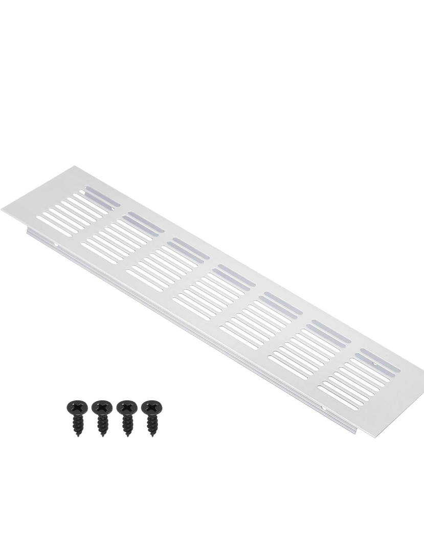 PATIKIL 10x 2 Inch Door Air Vent Cover, Aluminum Grille Ventilation Cover Louvered with Mounting Screws for Cabinet Wardrobe Door, Silver Tone, 3 pieces