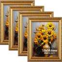 Splinterix 12x16 Picture Frame Gold Vintage, Matted to 8.5x11 Print, 4 Pack