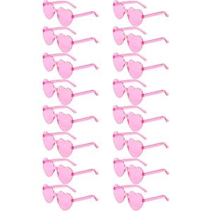 16 Pairs Heart Shaped Sunglasses Candy Color Rimless Fun Heart Glasses for Women Party Favors (Pink)
