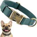 Leather Dog Collar Silicone Soft Flexible Waterproof Odor-Proof Durable Thick Classic Adjustable Pet Puppy Collar Dog Collars for Small Dogs(Green, Small (11-15.5" Neck))