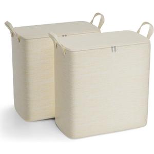 Higher Cotton and Linen Canvas Storage Bags with Reinforced Handles 2 Pack