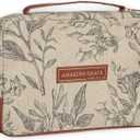 Christian Art Gifts Women's Premium Natural Canvas Vegan Leather Fashion Bible Cover: Amazing Grace - Inspirational Scripture, Sturdy Protective Book Carry Case Accessory, Creamy Brown Floral, Large