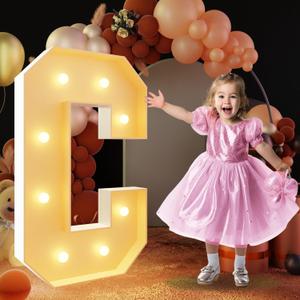 Imprsv 3FT Block Marquee Letters Light Up Letters for Birthday Baby Shower Party Backdrop Decor, Large Light Up C for Wedding Decorations Engagement Party Decorations