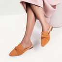 MUSSHOE Mules for Women Flats Comfortable Pointed Toe Slip on Women Mules Flats (Brown)