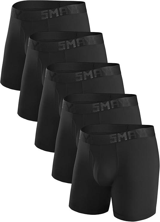 5Mayi Men's Boxer Briefs Fly Front with Pouch Athletic Mens Underwear Performance Boxer Briefs for Men 5Pack