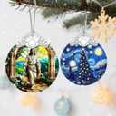 Jesus Stained Glass Christmas Decorations - Religious Christmas Ornaments | Christian Home Decor | Holiday Ornaments Religious Gifts | Christian Gifts | Lord Jesus Gift for Easter or Xmas