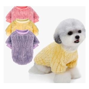 FabriCastle Dog Sweater, 3-Pack Dog Clothes & Coat, Pet Jacket for Small or Medium Dogs Boy or Girl, Soft and Warm Cat Sweaters Doggy Apparel Costumes Christmas (Lavender,Pink,Butter Yellow, Small)