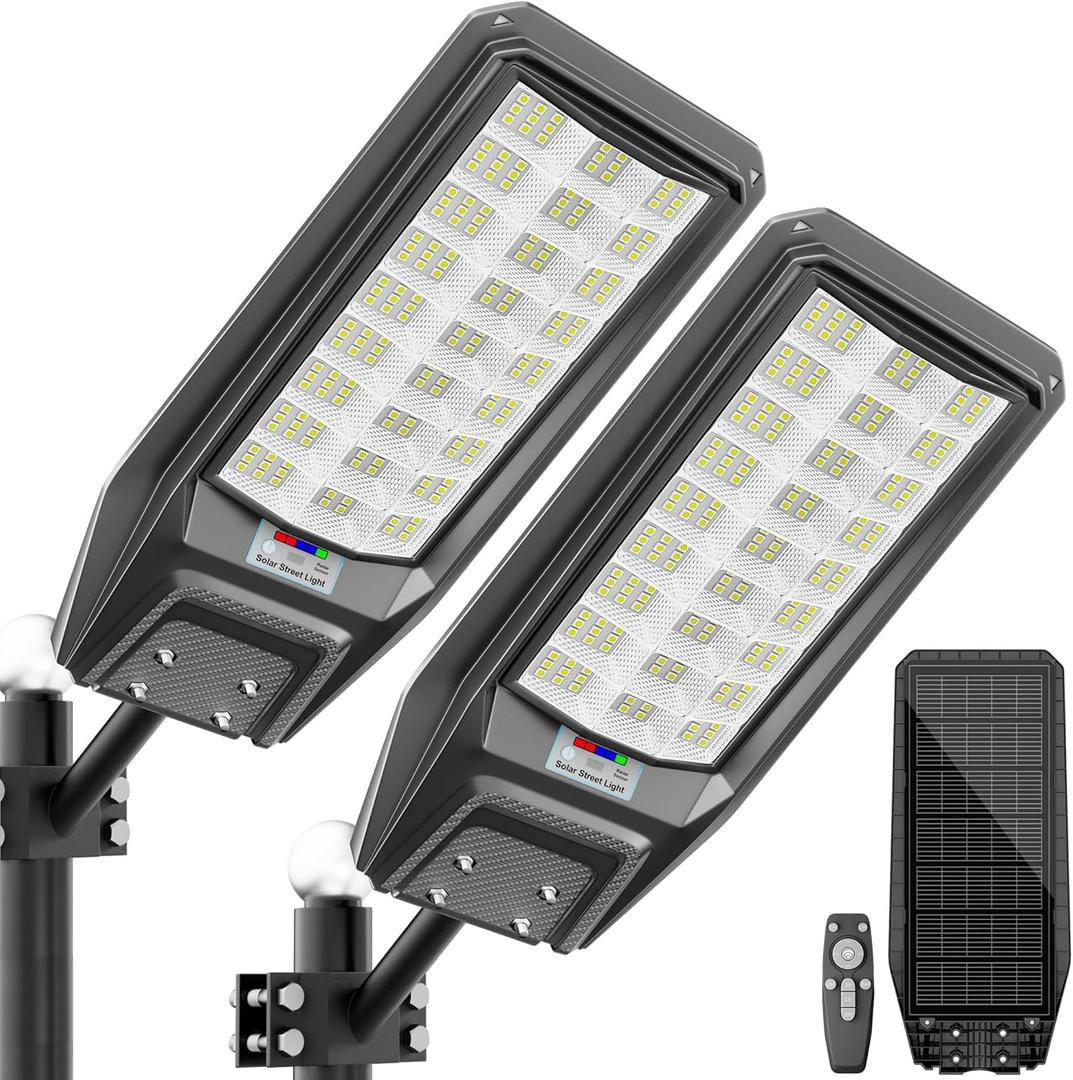 9500W Solar Street Light Outdoor Waterproof, 250000LM Large Commercial Light Solar Powered Dusk to Dawn LED Security Flood Lights with Remote/Motion Sensor, IP67 for Parking Lot/Garden/Yard