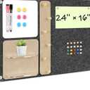 DOLLAR BOSS 3-in-1 Foldable Bulletin Board 24"x16" Horizontal - Magnetic Whiteboard with Cork & Acrylic Shelves, Sound-Absorbing Felt for Home/Office/Dorm Includes Pins/Magnets (Grey)