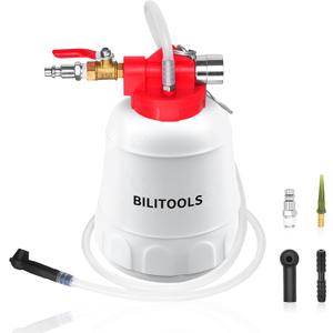 BILITOOLS 1L Brake Bleeder Vacuum Pump Kit Air Compressor, Universal One Person Pneumatic Brake System Clutch Fluid Bleeding Extractor Tool with Adapters