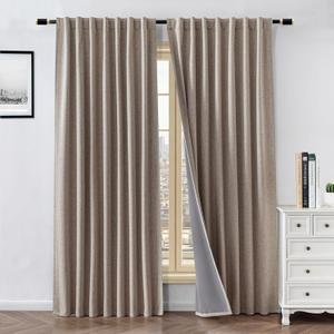 100% Blackout Curtains for Living Room, 84 Inch Curtains 2 Panel Set Light Blocking, Back Tab & Rod Pocket Thermal Insulated Drapes Bedroom Windows Home Decor(52W  84L inch, Linen)