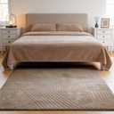 Brown 5x7 Geometric Rug for Living Room Bedroom, Washable | Fluffy High-Low Pile Textured Rug with Modern Geometric Pattern, Ultra Soft Boho Carpet for Nursery, Kids Room, Home Office