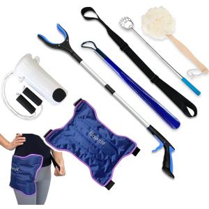 7 Pcs Hip Kit - Hip Kit for Seniors Total Hip Replacement Prime, Hip Replacement Kit After Surgery,Hip Kits with Hip Ice Pack,Grabber,Sock Aid,Leg Lifter,Shoehorn,Back Scratcher,Bath Loofah