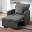 Convertible Sofa Bed, Sleeper Sofa with Adjustable Backrest, Armchair, Sofa, Bed, 3 in 1 Sleeper Chair, Single One, Deep Gray