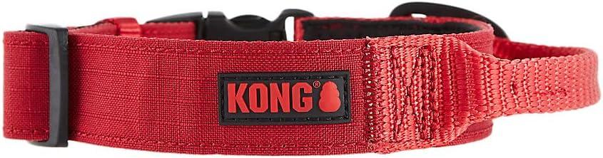 KONG Ultra Durable Padded Comfort Handle Dog Collar (Medium, Red)