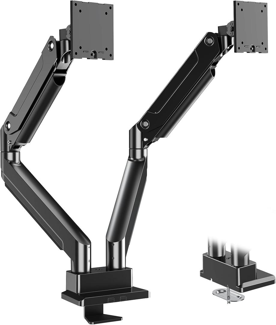 MOUNT PRO Dual Monitor Stand for Up to 44 lbs Ultrawide Screens Max 49 Inch, Heavy Duty Monitor Arm for 2 Monitors, Premium Full Motion Double Computer Desk Mount, VESA Mount 75x75/100x100mm