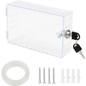 Universal Thermostat Lock Box with Key, Large Thermostat Lock Box Cover with Key, Clear Large Thermostat Cover for Thermostat on Wall, A/C Lock Box Cover with Key Fits Thermostats