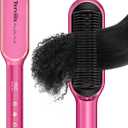 Terviiix Hair Straightening Brush Magenta - Rapid Heat Hair Straightener Brush 450F in 20S, Ionic Technology, 13 Settings, Dual Voltage, Anti-Scald, for Frizz Control & Daily Styling (Pink)