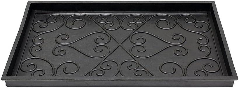 Achla Designs Scrollwork Rubber Boot Tray, Black, 24 inch L, Small (1'2" x 2' (Rectangular))