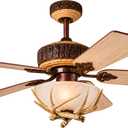 Antler Rustic 52-Inch Ceiling Fan with Light and Remote, Red Bronze