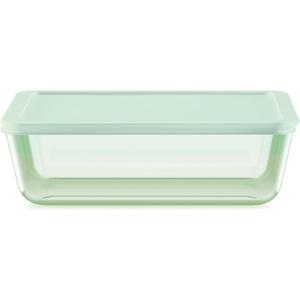 Pyrex Colors Tinted (11 Cup) Large Rectangular Food Storage Container, Snug Fit Non-Toxic Plastic BPA-Free Lids, Freezer Dishwasher Microwave Safe (Green)