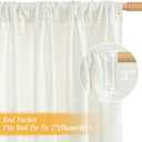 LAMIT Short Kitchen Linen Curtains 40 Inch Length 2 Panels, Light Filtering Panels Rod Pocket Neutral Privacy Small Window Drapes for Kitchen Window Over Sink/Basement, 42 x 40 Inch, Natural Ivory