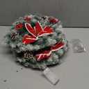 Giegxin 2 Pcs Christmas Lighted Wreath with Pinecones Red Berries Snowflake Decor and Large Red Bowknot Christmas Outdoor Wreath with LED Warm Lights for Xmas Winter Holidays Decoration (Elegant)