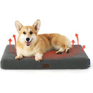Bedsure Self Warming Dog Bed for Medium Dogs - Comfy Cat Beds with Removable Washable Cover, Orthopedic Egg Crate Foam Pet Mat, Suitable for Pet Up to 30 lbs (Non Electric) (Ashen Grey-Self Warming Version)