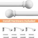 White 2 Pack Adjustable 48-84 inch Curtain Rods, Metal, Wall Mounted, Holds Up to 25 lbs, Easy Install, Ideal for Bedroom, Living Room, etc.